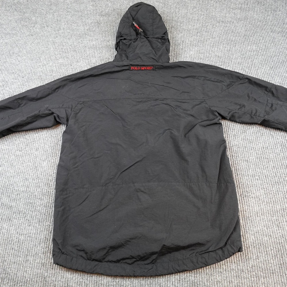 Vintage Polo Sport Ralph Lauren Jacket Mens Medium Black Hooded Windbreaker - Picture 6 of 9
